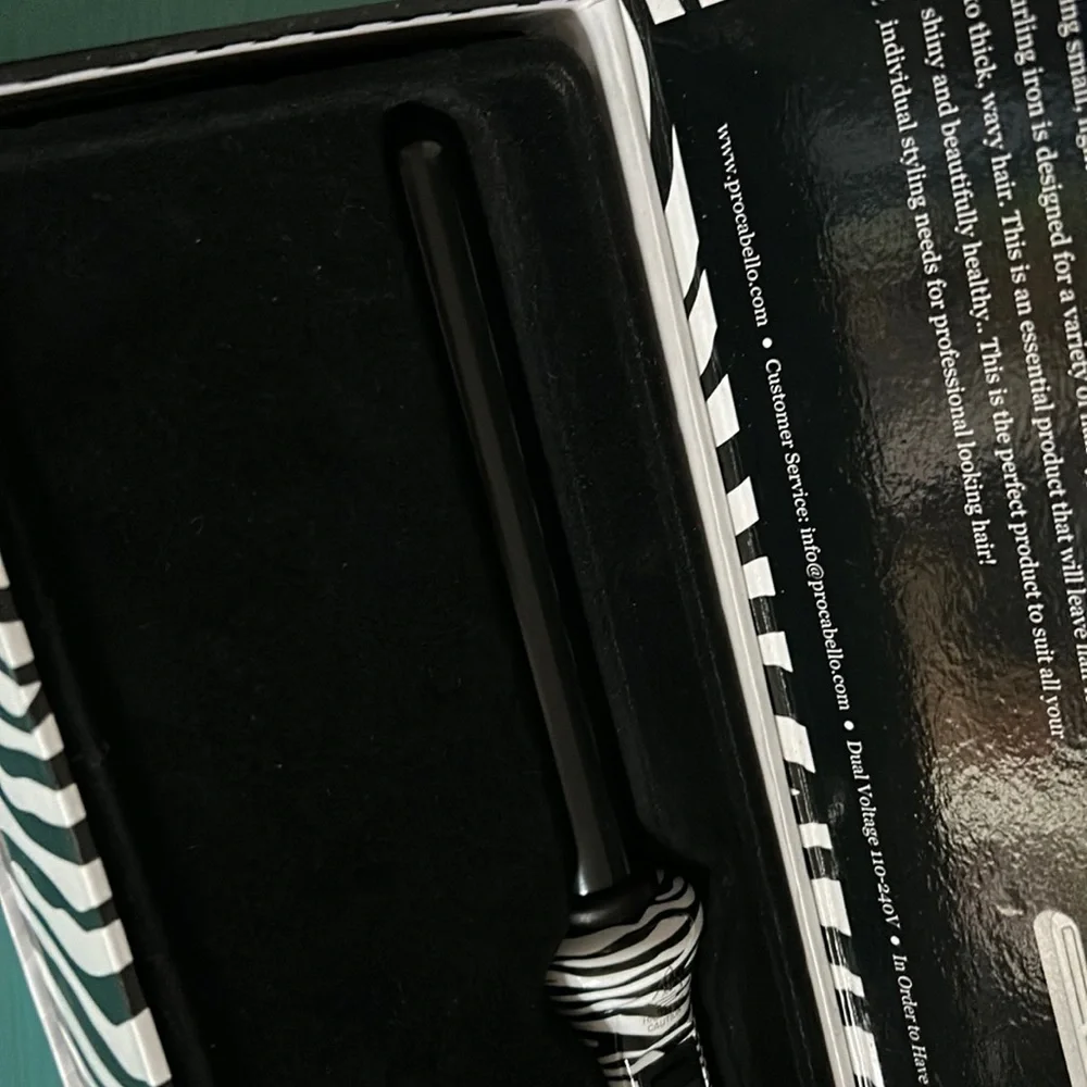 NIB Professional Ceramic Curling Iron with Tourmaline Barrel Zebra Print